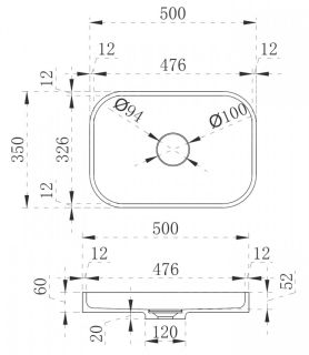 Раковина ABBER Stein 50см белый AS2602